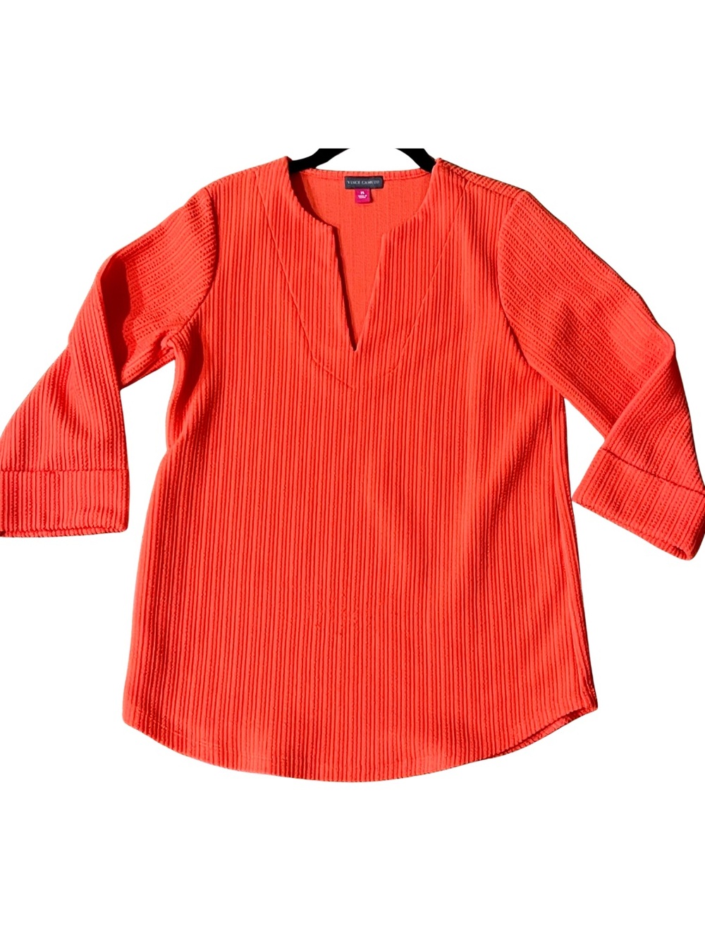 Vince Camuto Bright Coral Textured Tunic Blouse | XS | 3/4 Sleeve